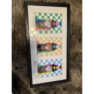 Coca Cola Signed Retro‎ Art Work Pop Art Framed In Glass Rare Collectible Coke